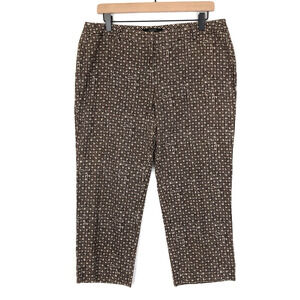 MAX MARA Weekend Cigarette Pants Women's XL 16 33" (33x23) Brown Cotton Crop Dot